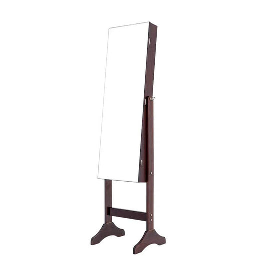 1-Piece Brown Fashionable and Simple Jewelry Storage Mirror Cabinet 15.7 in. x 14.96 in. x 61.4 in.